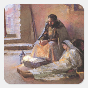 The Nativity By Gari Melchers Square Sticker