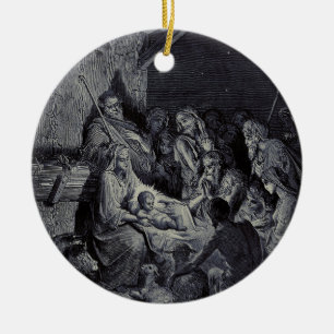 The Nativity by Gustave Doré Premium Victorian Ink Ceramic Tree Decoration