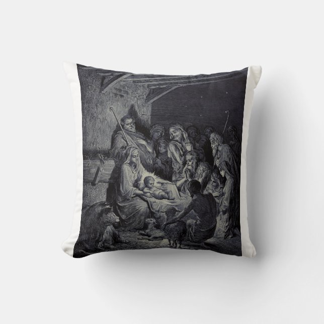The Nativity by Gustave Doré Premium Victorian Ink Cushion (Front)