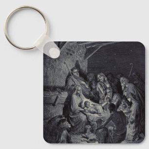 The Nativity by Gustave Doré Premium Victorian Ink Key Ring