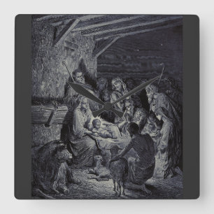 The Nativity by Gustave Doré Premium Victorian Ink Square Wall Clock