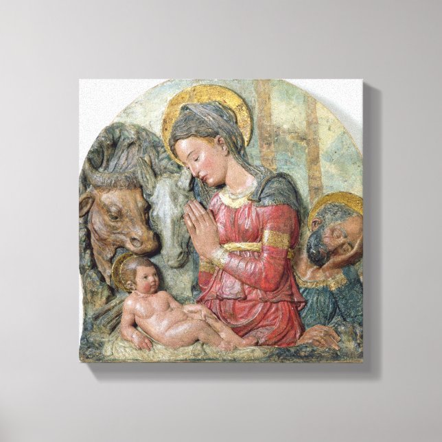 The Nativity, c.1460 (painted terracotta) Canvas Print (Front)