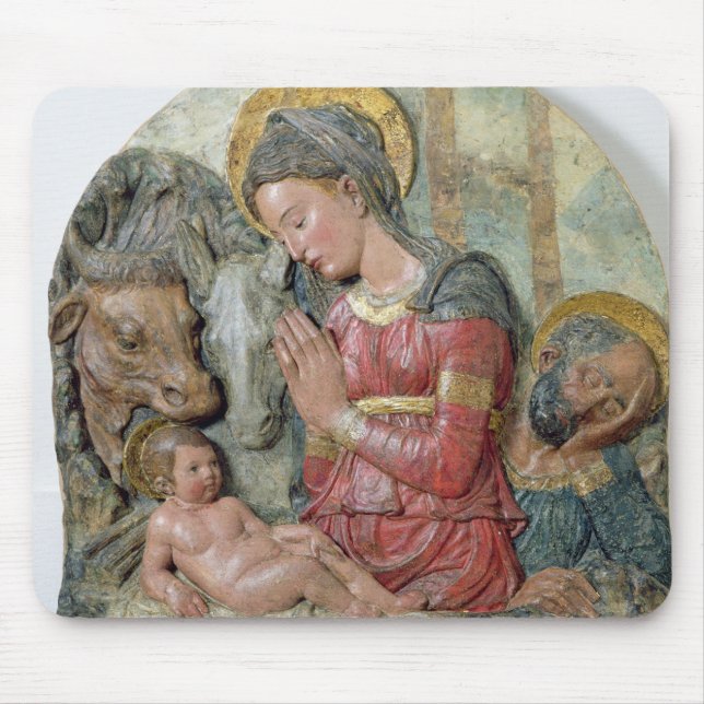The Nativity, c.1460 (painted terracotta) Mouse Mat (Front)