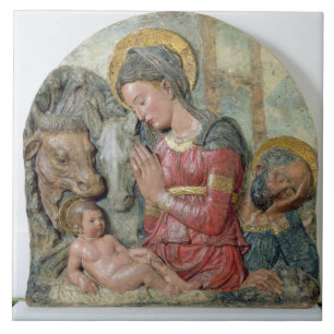 The Nativity, c.1460 (painted terracotta) Tile