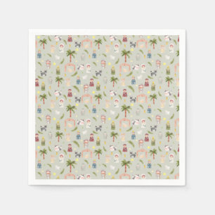 The Nativity Christmas holiday Sage Napkins