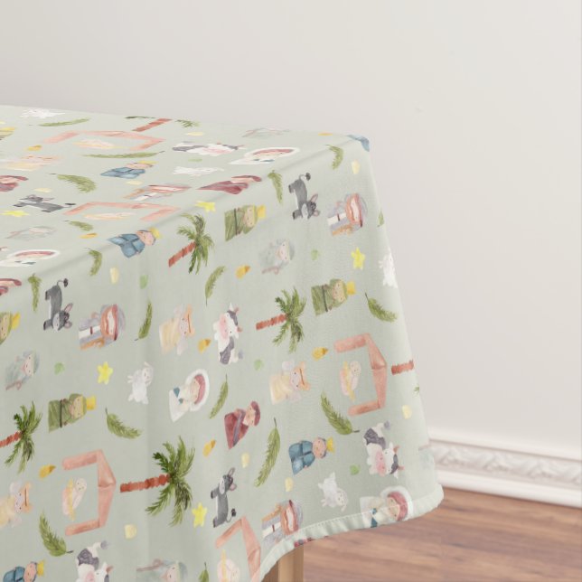 The Nativity Christmas holiday sage Tablecloth (In Situ)