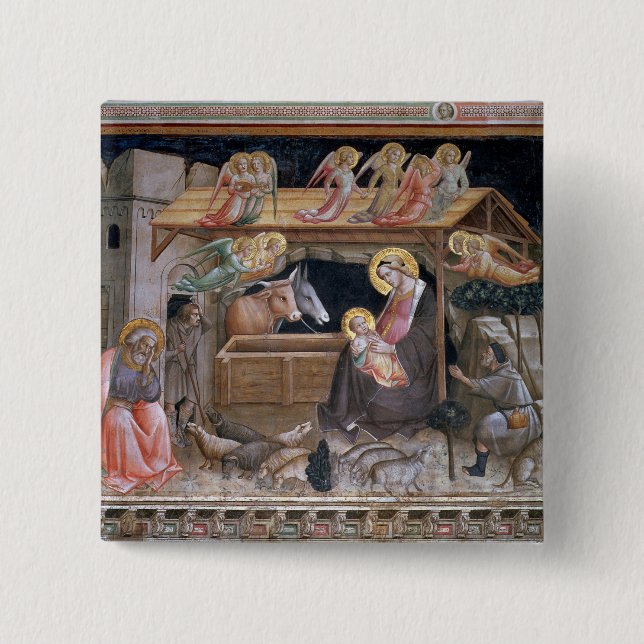 The Nativity, detail from The life of the Virgin a 15 Cm Square Badge (Front)