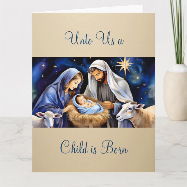 The Nativity of Baby Jesus Christmas Greetings Card (Front)