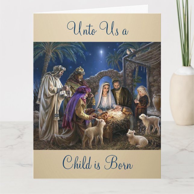 The Nativity of Baby Jesus Christmas Greetings Card (Front)