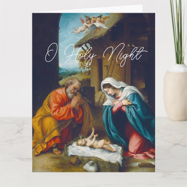 The Nativity of Baby Jesus Christmas Greetings Card (Front)