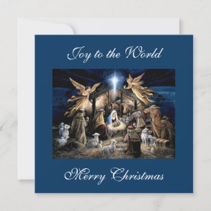 The Nativity of Baby Jesus Christmas Greetings Holiday Card
