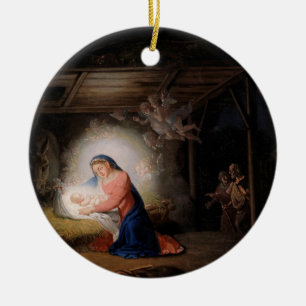 The Nativity of Christ (by Vladimir Borovikovsky) Ceramic Tree Decoration