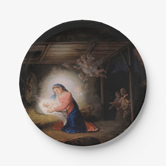 The Nativity of Christ (by Vladimir Borovikovsky) Paper Plate (Front)