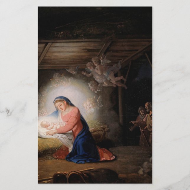The Nativity of Christ (by Vladimir Borovikovsky) Stationery (Front)