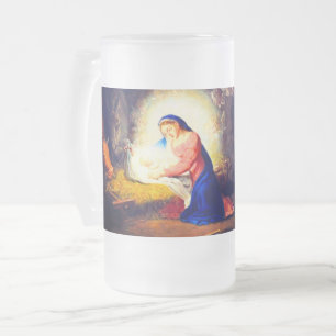 The Nativity of Christ Frosted Glass Beer Mug