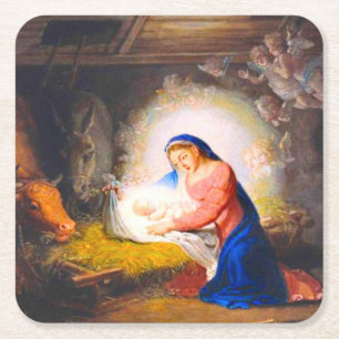 The Nativity of Christ Square Paper Coaster