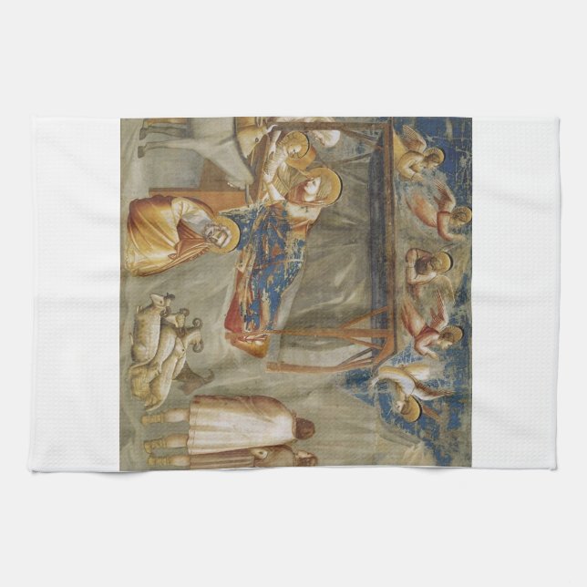 The Nativity of Jesus Christ by Giotto  Tea Towel (Horizontal)
