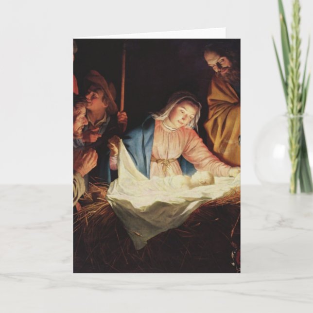The Nativity of Jesus - Gerard van Honthorst Holiday Card (Front)