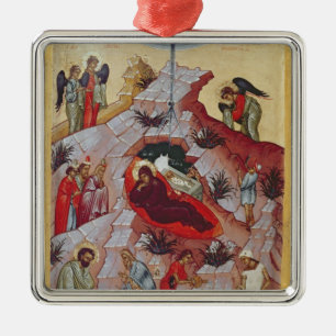 The Nativity, Russian icon, 16th century Metal Tree Decoration