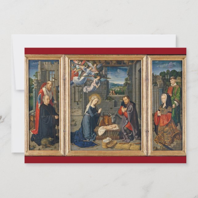 The Nativity Scene Jesus Christ Religious Painting Holiday Card (Front)