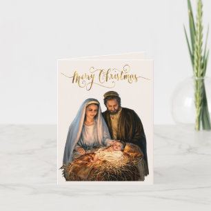 The Nativity with Mary, Joseph and baby Jesus Holiday Card