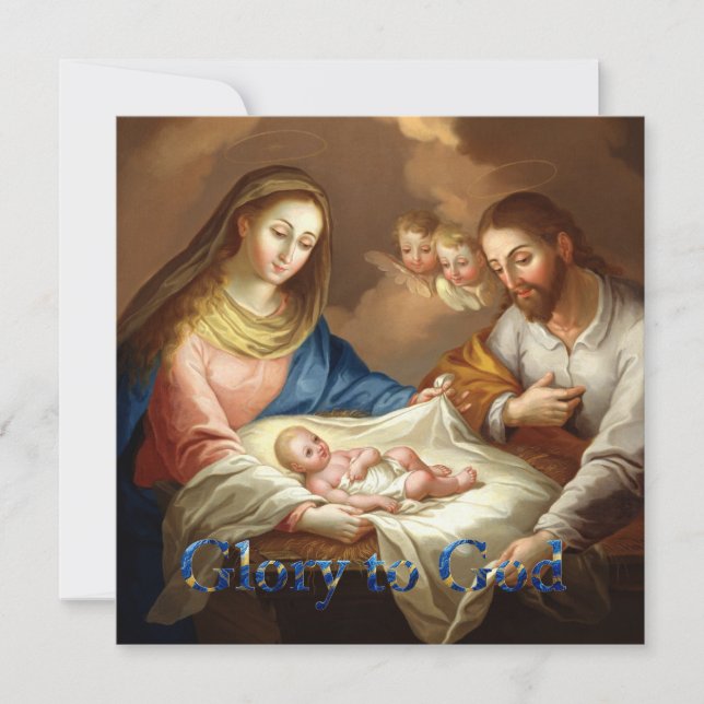 The Nativity with Mary, Joseph and baby Jesus  Holiday Card (Front)