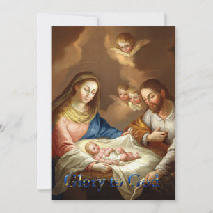 The Nativity with Mary, Joseph and baby Jesus Holiday Card