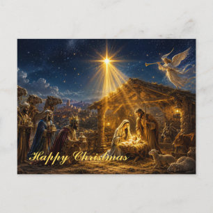 The Nativity with the Maji bringing gifts Holiday Postcard