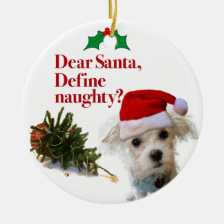 The Naughty Bichon Christmas Circular Ornament