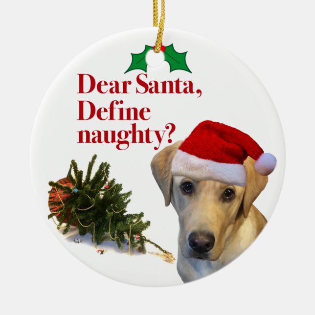 The Naughty Lab Circle Ornament (Front)