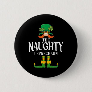 The Naughty Leprechaun St Patricks Day Matching  6 Cm Round Badge