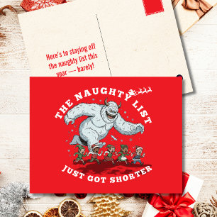 The Naughty List Just Got Shorter Funny Christmas Holiday Postcard