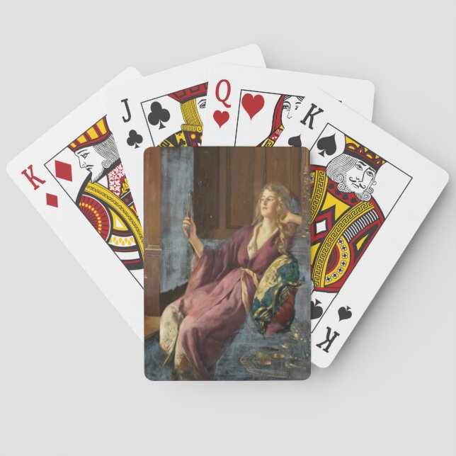 The Naughty Minx (by John Collier) Playing Cards (Back)