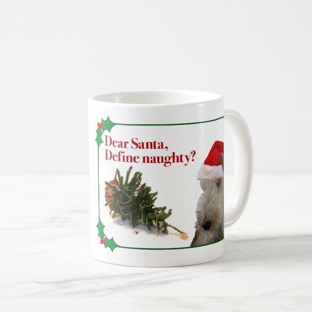 The Naughty Wire Fox Terrier Holiday Mug (Front Right)