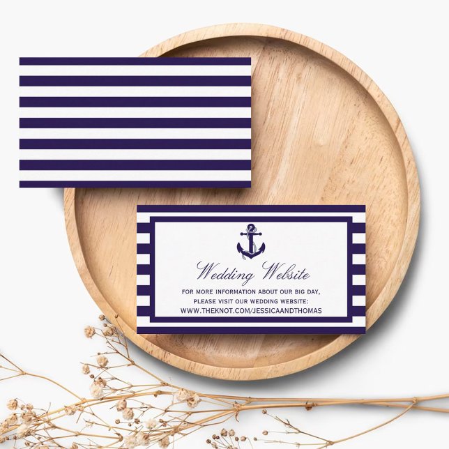 The Nautical Anchor Navy Stripe Wedding Collection Enclosure Card (Creator Uploaded)