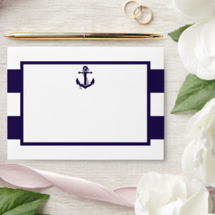 The Nautical Anchor Navy Stripe Wedding Collection Envelope