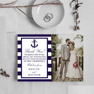The Nautical Anchor Navy Stripe Wedding Collection Thank You Card