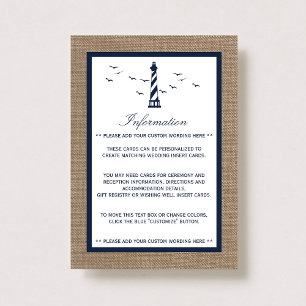 The Nautical Lighthouse Burlap Wedding Collection Enclosure Card