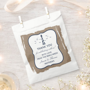 The Nautical Lighthouse Burlap Wedding Collection Favour Bags