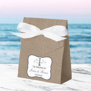The Nautical Lighthouse Burlap Wedding Collection Favour Box