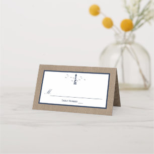 The Nautical Lighthouse Burlap Wedding Collection Place Card