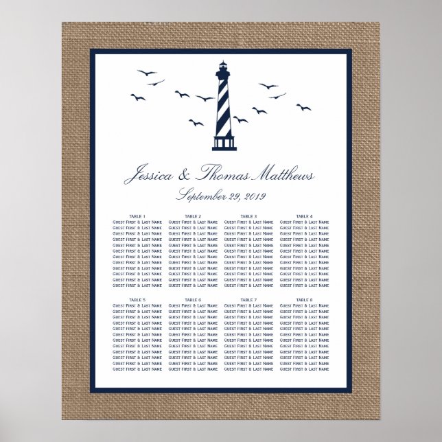 The Nautical Lighthouse Burlap Wedding Collection Poster (Front)