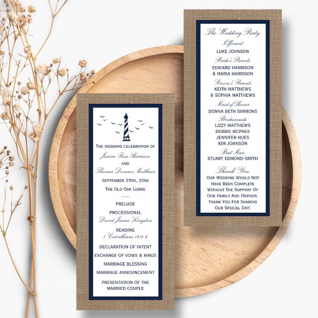 The Nautical Lighthouse Burlap Wedding Collection Programme (Creator Uploaded)