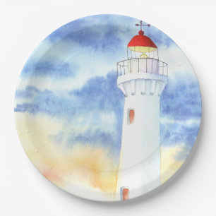 The Nautical Lighthouse Mountains Paper Plate