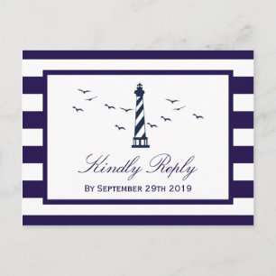 The Nautical Lighthouse Wedding Collection RSVP Invitation Postcard