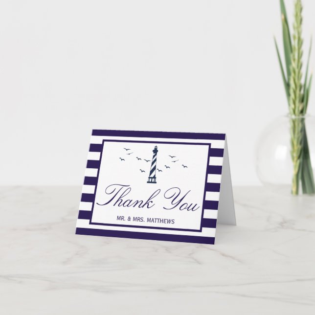 The Nautical Lighthouse Wedding Collection Thank You Card (Front)