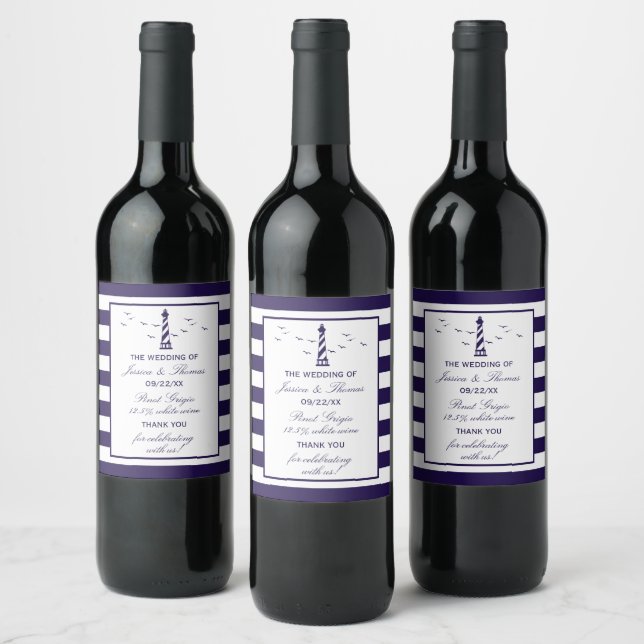 The Nautical Lighthouse Wedding Collection Wine Label (Bottles)