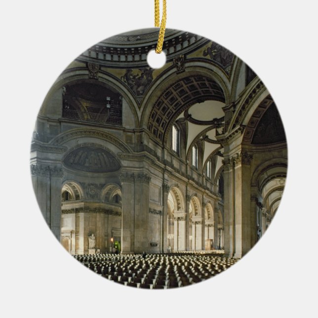 The Nave of St. Paul's Cathedral (photo) Ceramic Tree Decoration (Front)