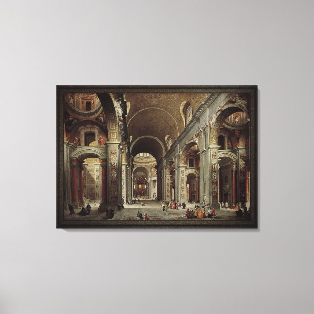 The Nave of St. Peter's Basilica in the Vatican Canvas Print (Front)