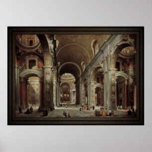 The Nave of St. Peter's Basilica in the Vatican Poster